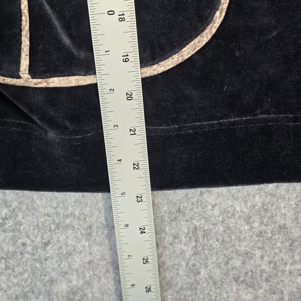 Vintage Y2K Jacket Velour Full Zip Hoodie Black Leopard Animal Print Trim Medium - Picture 8 of 8